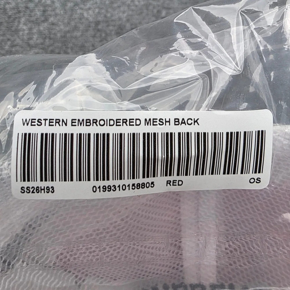 SUPREME Western Embroidered Mesh Back Trucker Hat Red SS26 New In Bag In Hand